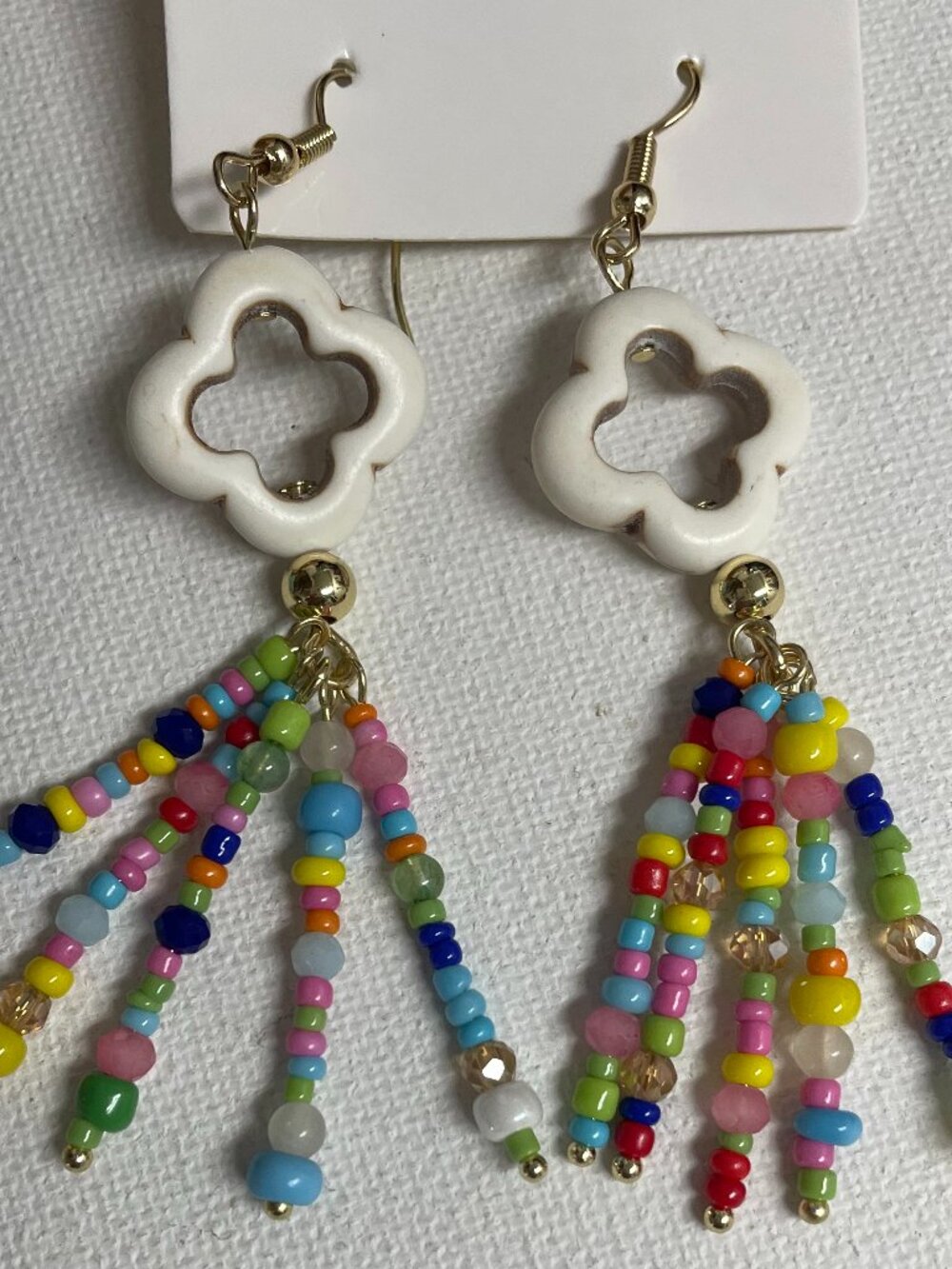 Lotus 3" dangle beaded earrings